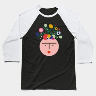 Colorful feminist mexican Frida kahlo portrait summer flowers viva la vida Baseball T-Shirt